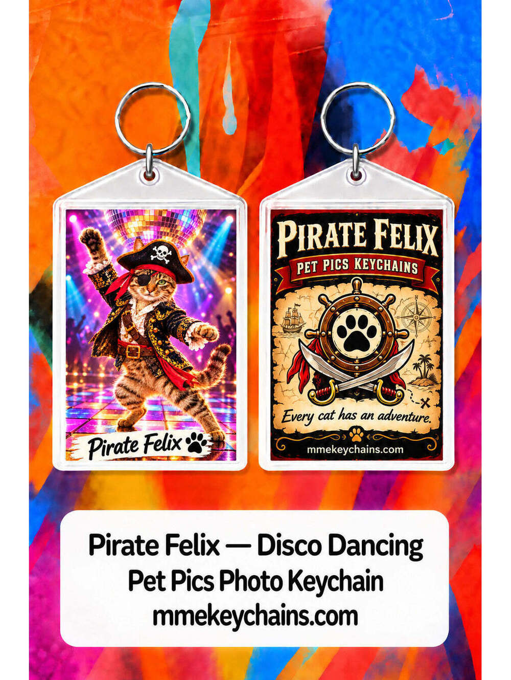 4900 Personalized Pet Pics Keychains Pirate Felix – Disco Dancing